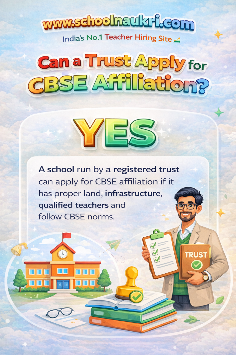Can a trust apply for CBSE affiliation in India? Eligibility and requirements for trust-run schools.