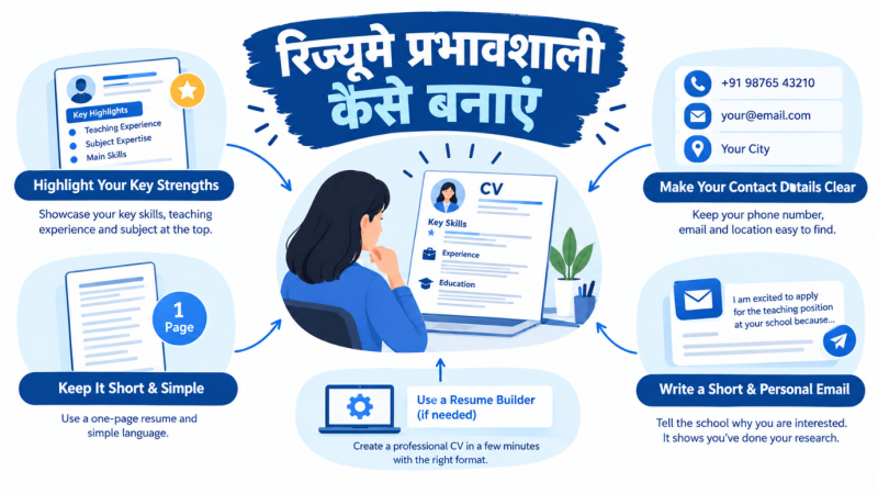 प्राइवेट स्कूल में टीचर की नौकरी के लिए प्रभावशाली रिज्यूमे कैसे बनाएं - टीचर CV बनाने के टिप्स